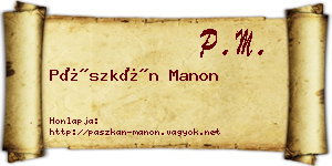 Pászkán Manon névjegykártya